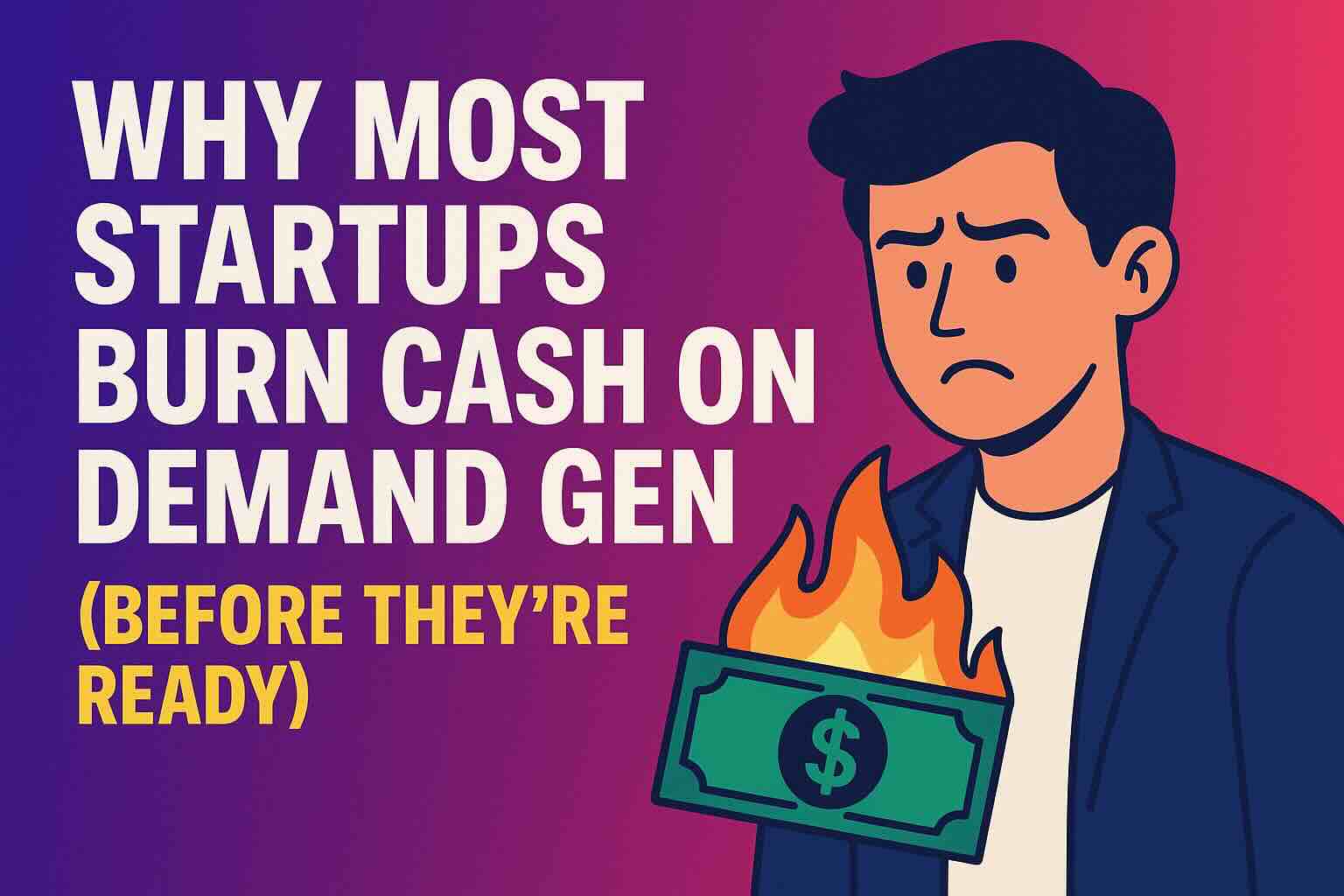 Illustration of a startup founder about to waste budget on demand generation without proving conversion first