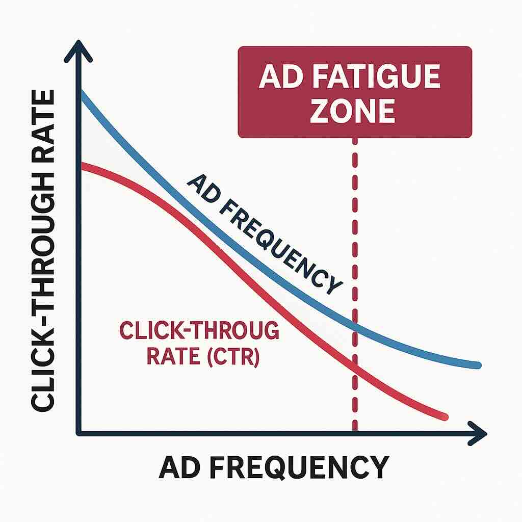 Graph showing ad frequency vs. click-through rate drop
