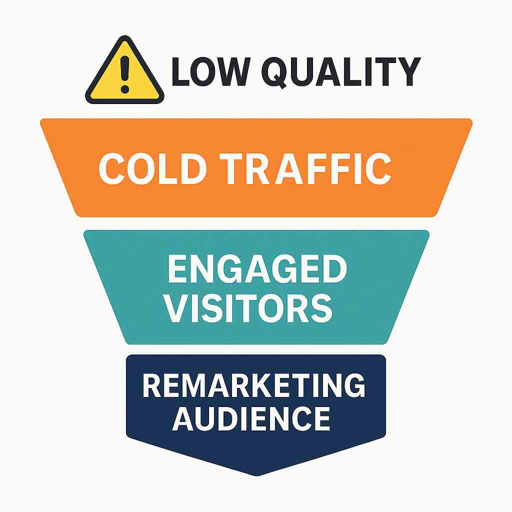 Remarketing funnel showing impact of cold traffic quality